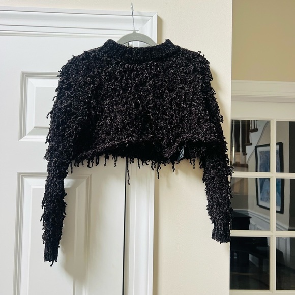 Urban Outfitters Sweaters - Urban Outfitters size small Black Plush Crew Neck Sweater with Eyelash Texture